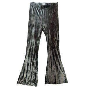 Urban Outfitters Womens Alura Velvet Flared Pants Size M Silver Metallic Party